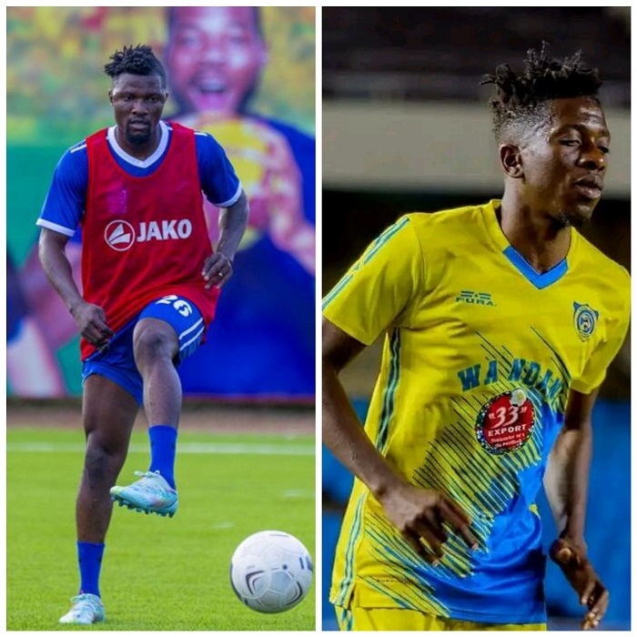 Jean Marc Makusu (wambaye umuhondo) na Héritier Luvumbu 