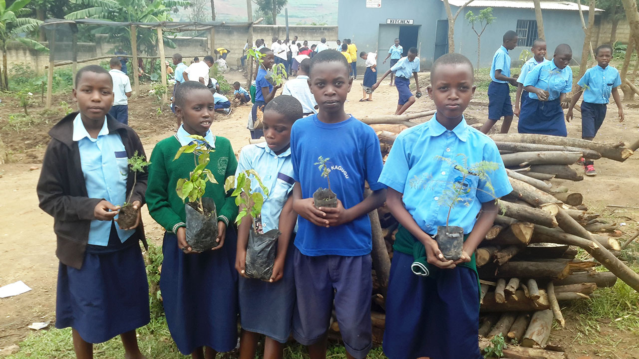 Abana bo mu rwunge rw'amashuri rwa Kagugu bavuga ko mu gutera ibiti bahamenyera akamaro kabyo 