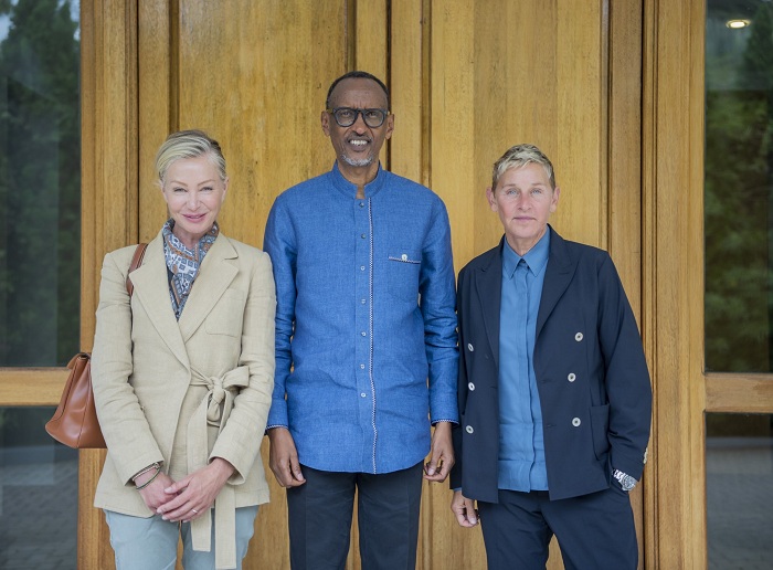 Perezida Kagame yakiriye Ellen DeGeneres na Portia de Rossi