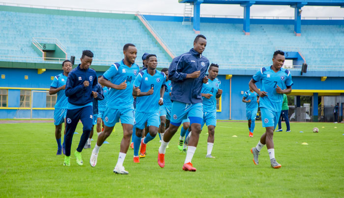 Abakinnyi ba Police Fc bishyushya mbere y'umukino