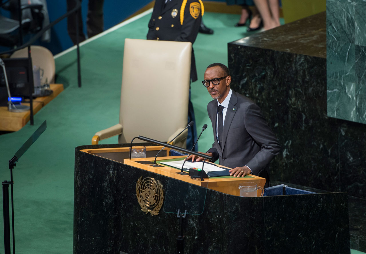 Perezida Kagame ubwo yagezaga ijambo ku nama rusange y