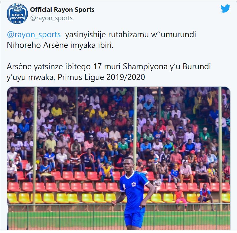 Rayon Sports ibinyujije kuri Twitter yatangaje ko yasinyishije uyu rutahizamu