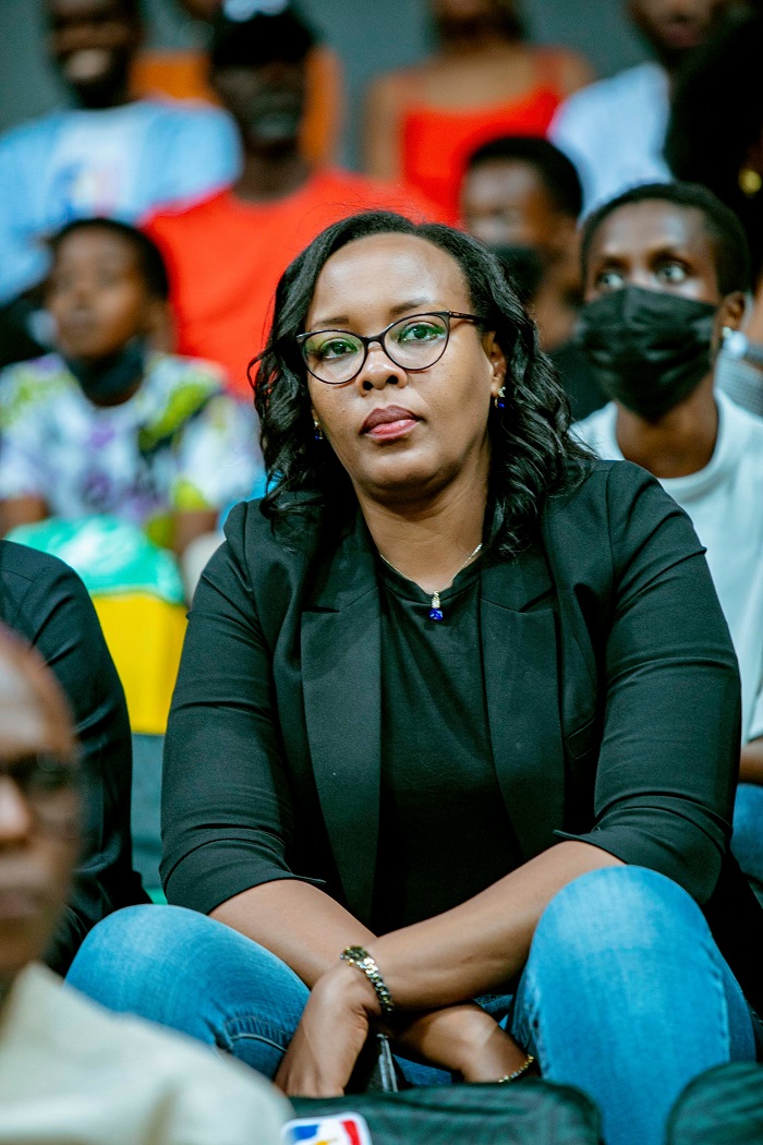 Minisitiri wa Siporo Aurore Mimosa Munyangaju na we yari yaje kureba uyu mukino