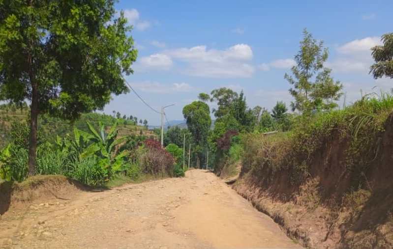 Umuhanda ujya ku Murenge wa Muganza uturutse ahitwa mu Kamirabagenzi warangiritse, aha hari mu hameze neza