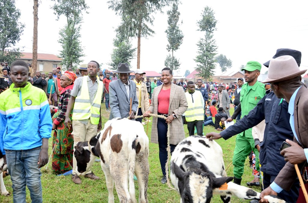 Bamwe mu bageze mu zabukuru muri Rubavu bashyikirijwe inka