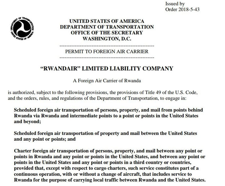 Icyo ni cyo cyemezo Rwandair yashyikirijwe