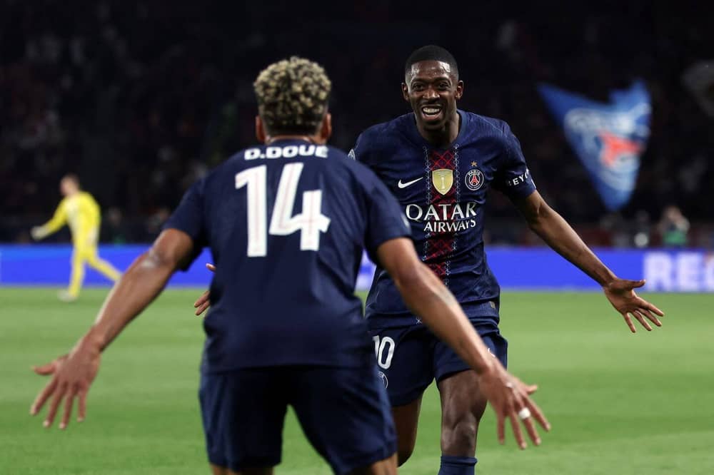 Ousmane Dembele amaze guhabwa na Doue umupira wavuyemo igitego
