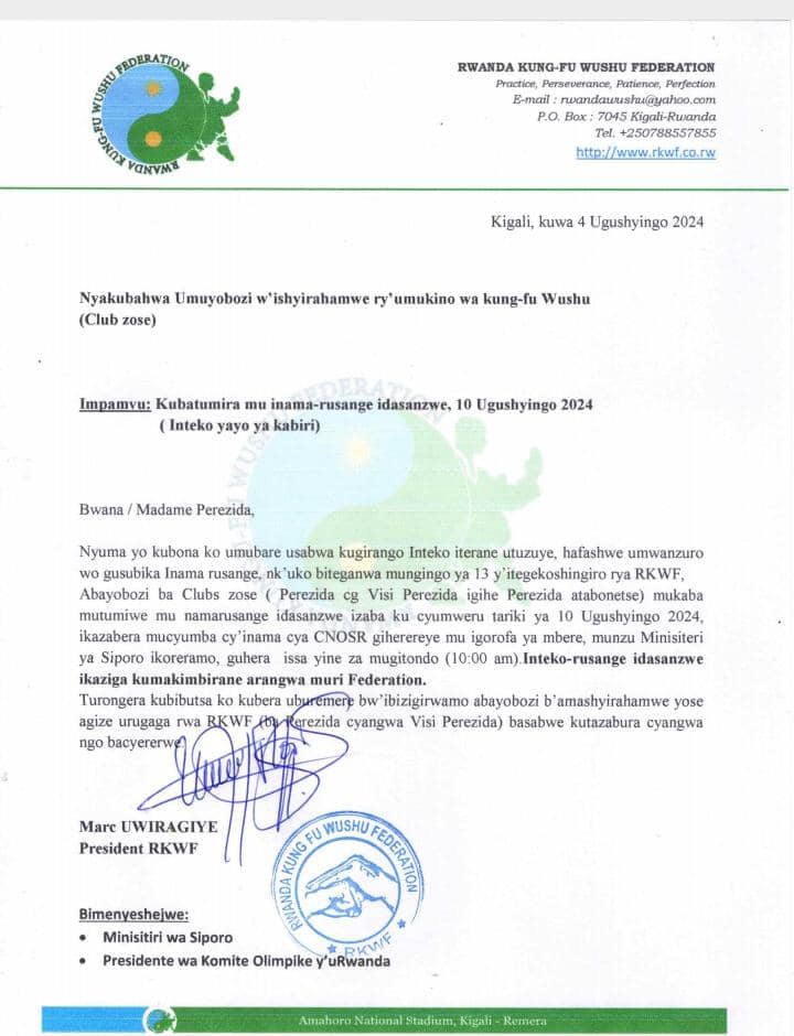 Tariki ya 10 Ugushyingo 2024 hateganyijwe Inteko rusange idasanzwe yo kwigira hamwe uko amakimbirane yacyemuka ,ikaba ari iya kabiri nyuma y'uko iya mbere itabaye