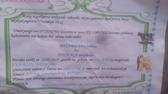 Ubukwe bwa Uyisenga na Banamwana bwari kuba kuri uyu wa gatanu 