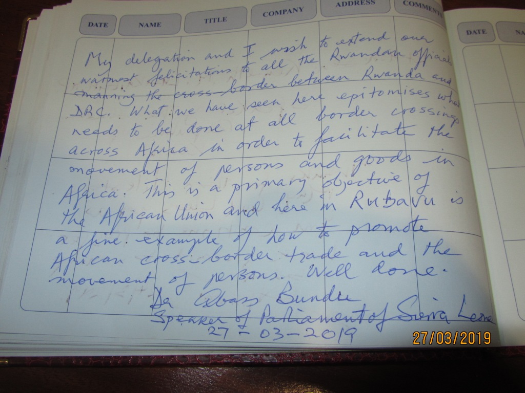 Ubutumwa Dr.Abass Chernor Bundu yanditse nyuma yo gusura imipaka