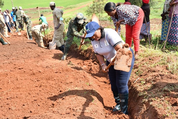 Abo mu nzego z'umutekano na bo bari mu bitabiriye umuganda