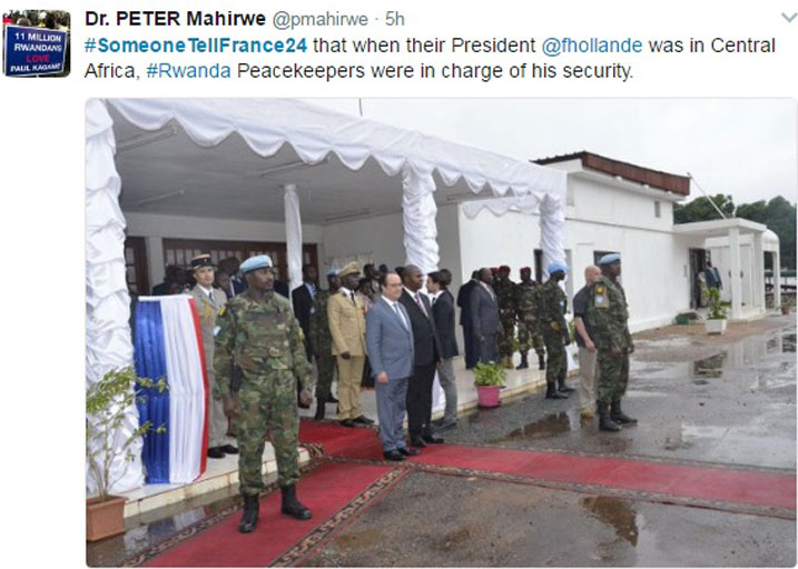 Undi yabibukije uwarinze Perezida Hollande mu rugendo yakoreye muri Centre Afrique.