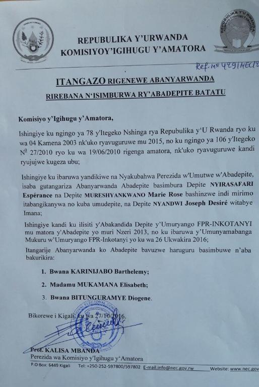 Itangazo Komisiyo y'amatora mu Rwanda yashyize ahagaragara 
