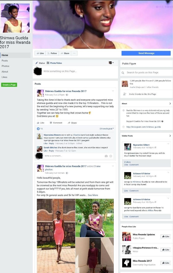 Page Shimwa Guelda yiyamamarisha.