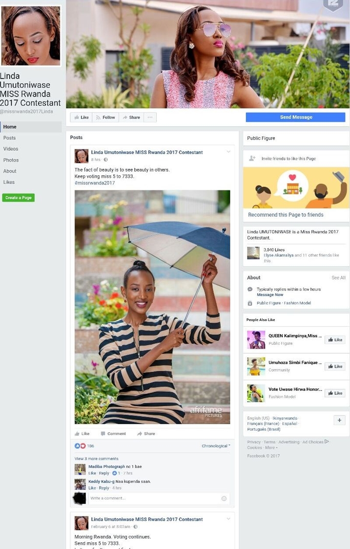 Page ya Linda Umutoniwase.