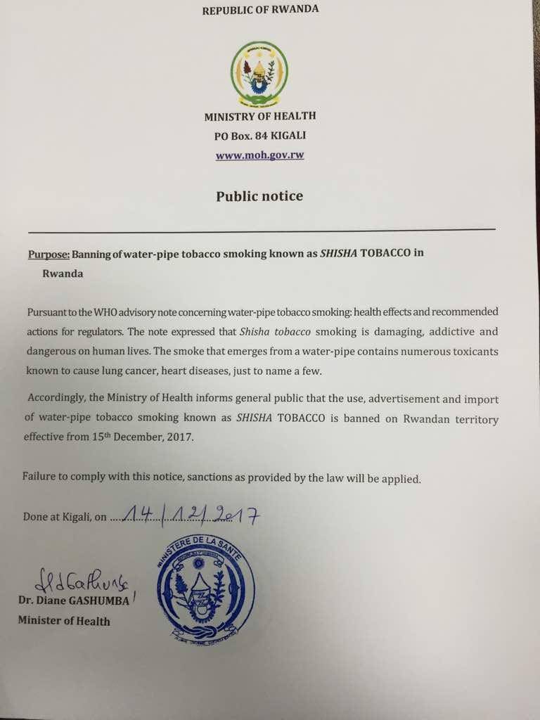 Itangazo ryatanzwe na MINISANTE