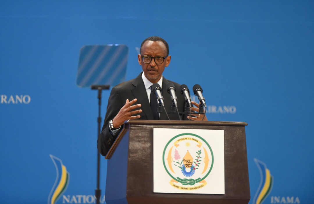 Perezida Kagame ubwo yagezaga ijambo ku bitabiriye Umushyikirano 2018