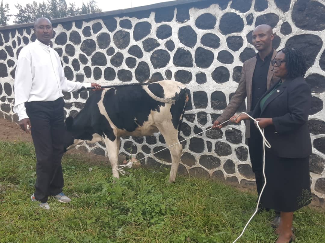 Bamwe mu bamugariye ku rugamba borojwe inka nk'ikimenyetso cyo kuzirikana ubwitanye bwabo