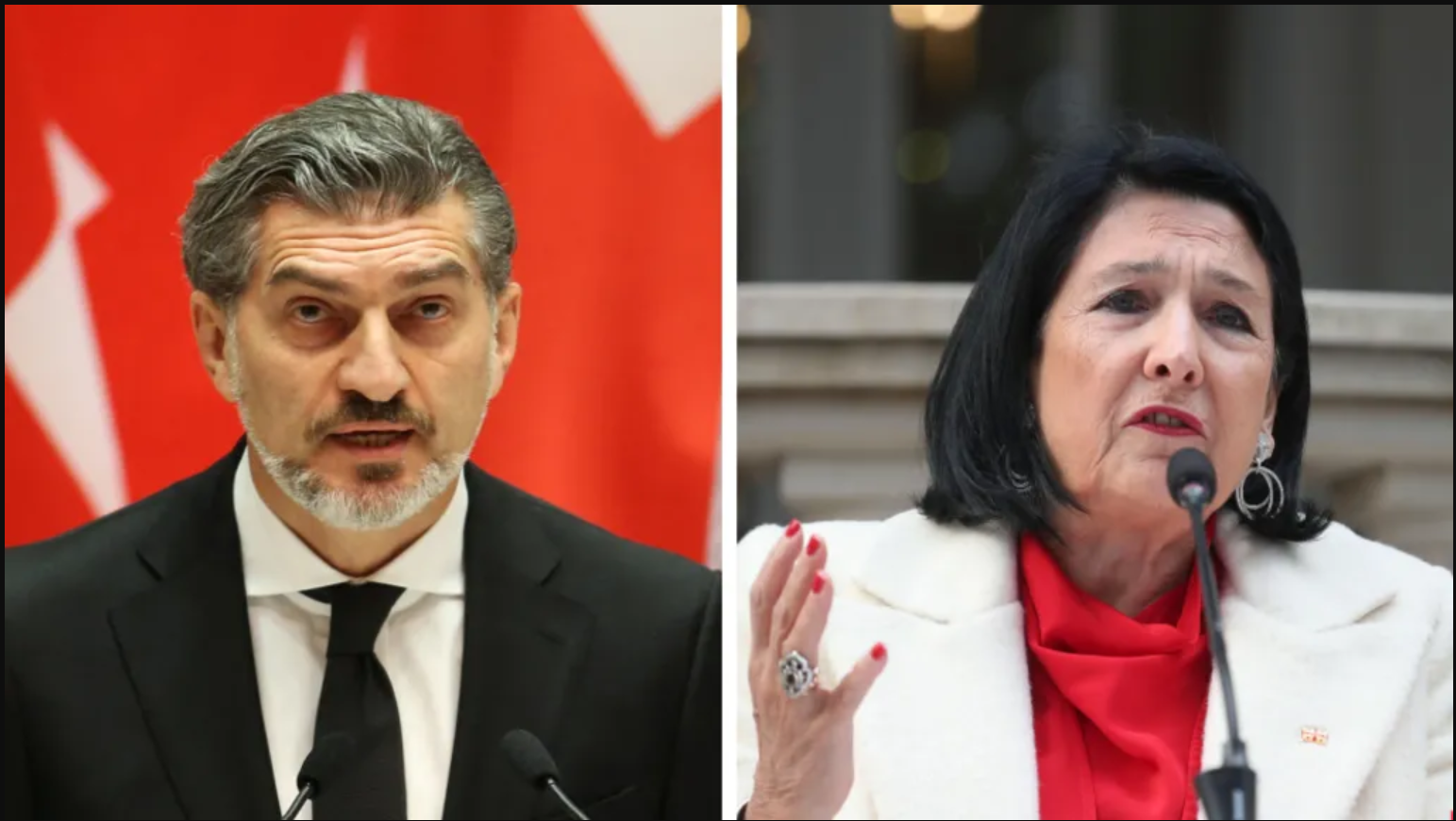 Perezida Mikheil Kavelashvili na Salome Zourabichvili (umugore) ucyuye igihe