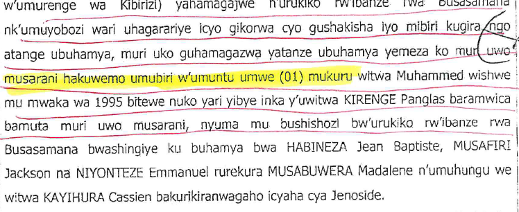 Mu rukiko, Gitifu yavuze ko mu musarane havuyemo umubiri w'umuntu umwe gusa