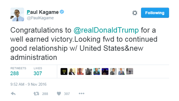 Ubutumwa bwa Perezida Kagame yanyujije kuri Twitter.