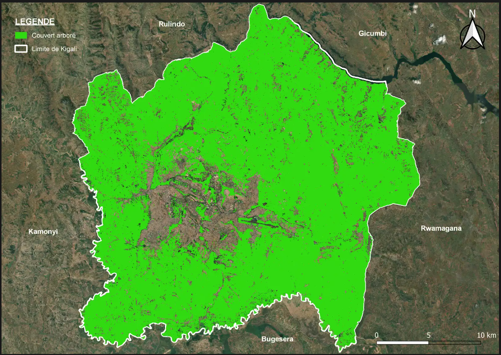 Ibara ry'icyatsi rigaragaza amashyamba yari muri Kigali mu 2000 