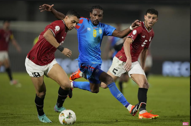 Samuel Moutoussamy watsinze penaliti ya mbere ya DRC hano hari ahanganye n'abakinnyi ba Misiri