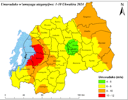 Ikarita igaragaza umuvuduko w'umuyaga uteganyijwe