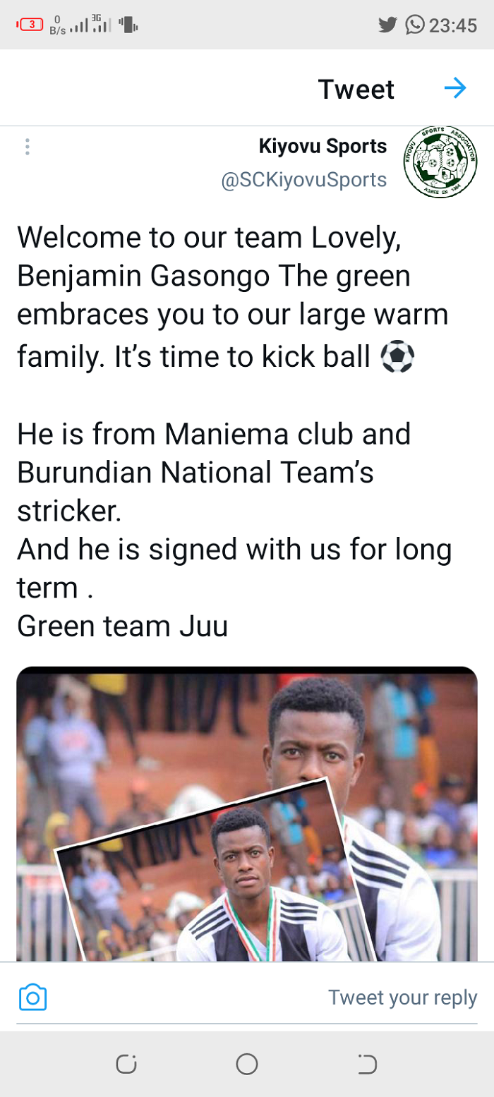 Kiyovu Sports yahaye ikaze rutahizamu mushya Benjamin Kasongo