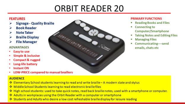 Akamashini kamwe ka Orbit Reader 20 gahagaze Amafaranga y'u Rwanda asaga ibihumbi 750