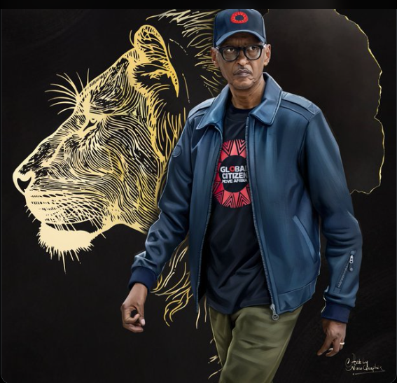 Ifoto igaragaza Perezida Paul Kagame mu buryo Minisitiri Utumatwishima yayigaragaje yerekana ko umukuru w'igihugu cy'u Rwanda ari we karita y'Abanyarwanda