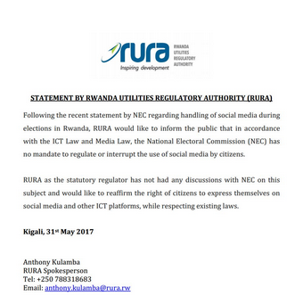 Itangazo RURA yashyize ahagaragara